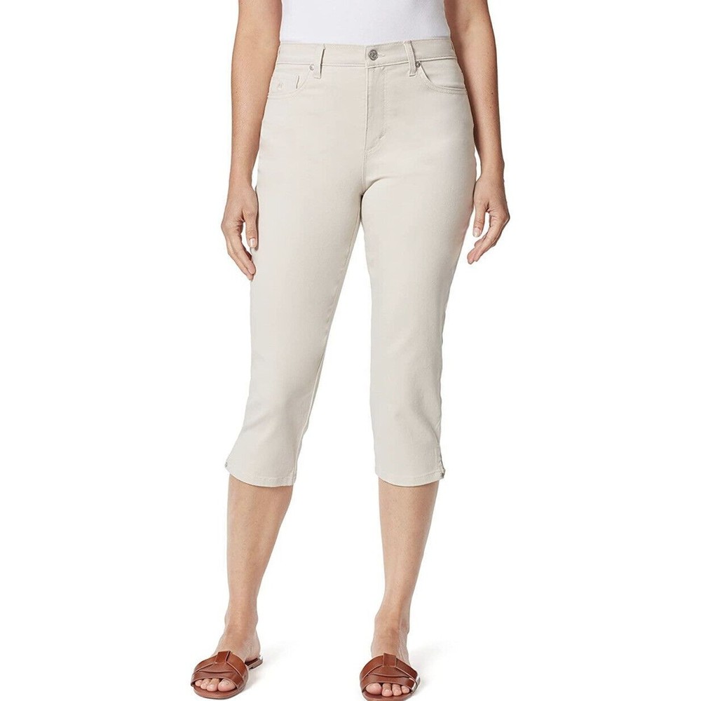 NWT Womens Gloria Vanderbilt Amanda Capri Stretch Jean Size 10 Cream Embellished